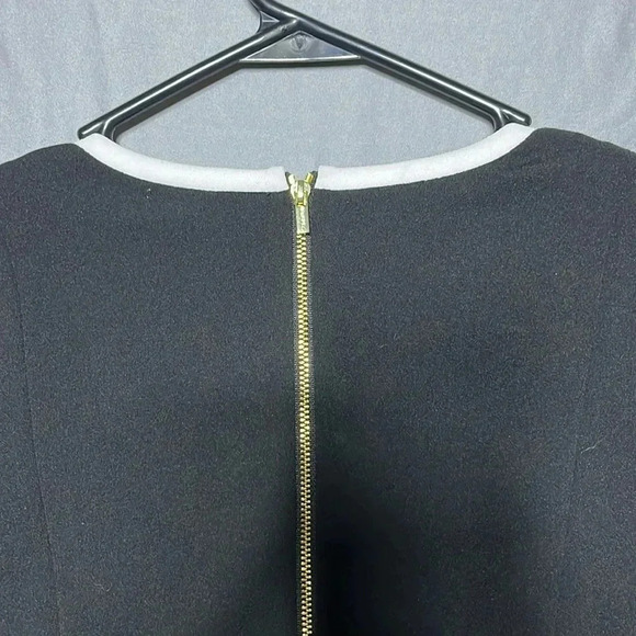 Calvin Klein Sheath Midi Dress Flounce Sleeve Black & White Funeral‎ Graduation - Picture 7 of 7